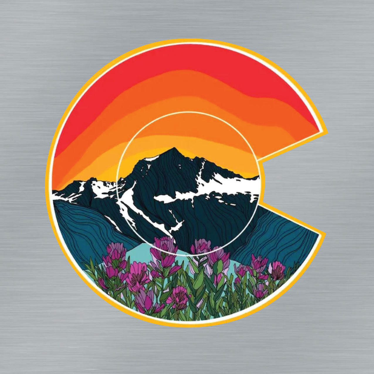 The "C" Mountain Sunset Sticker
